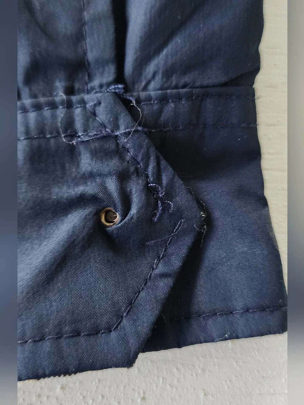 Navy Hooded Raincoat with Beige Check Hood Lining